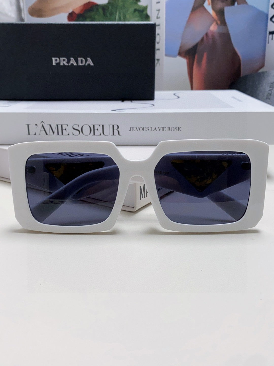 Prada Metal Oversized Silver Lens Sunglasses for Men - 998165 - detail image 6