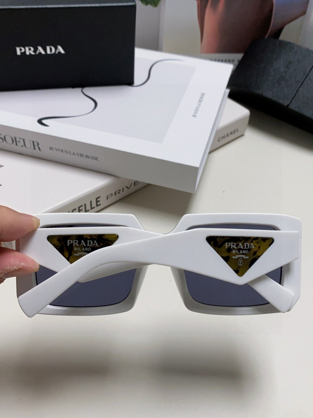 Prada Metal Oversized Silver Lens Sunglasses for Men - 432170 - detail image 4