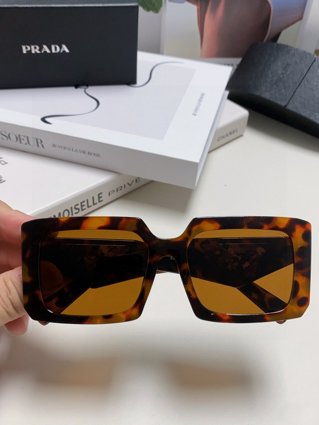 Prada Metal Oversized Brown Lens Sunglasses for Men - 998166 - detail image 3