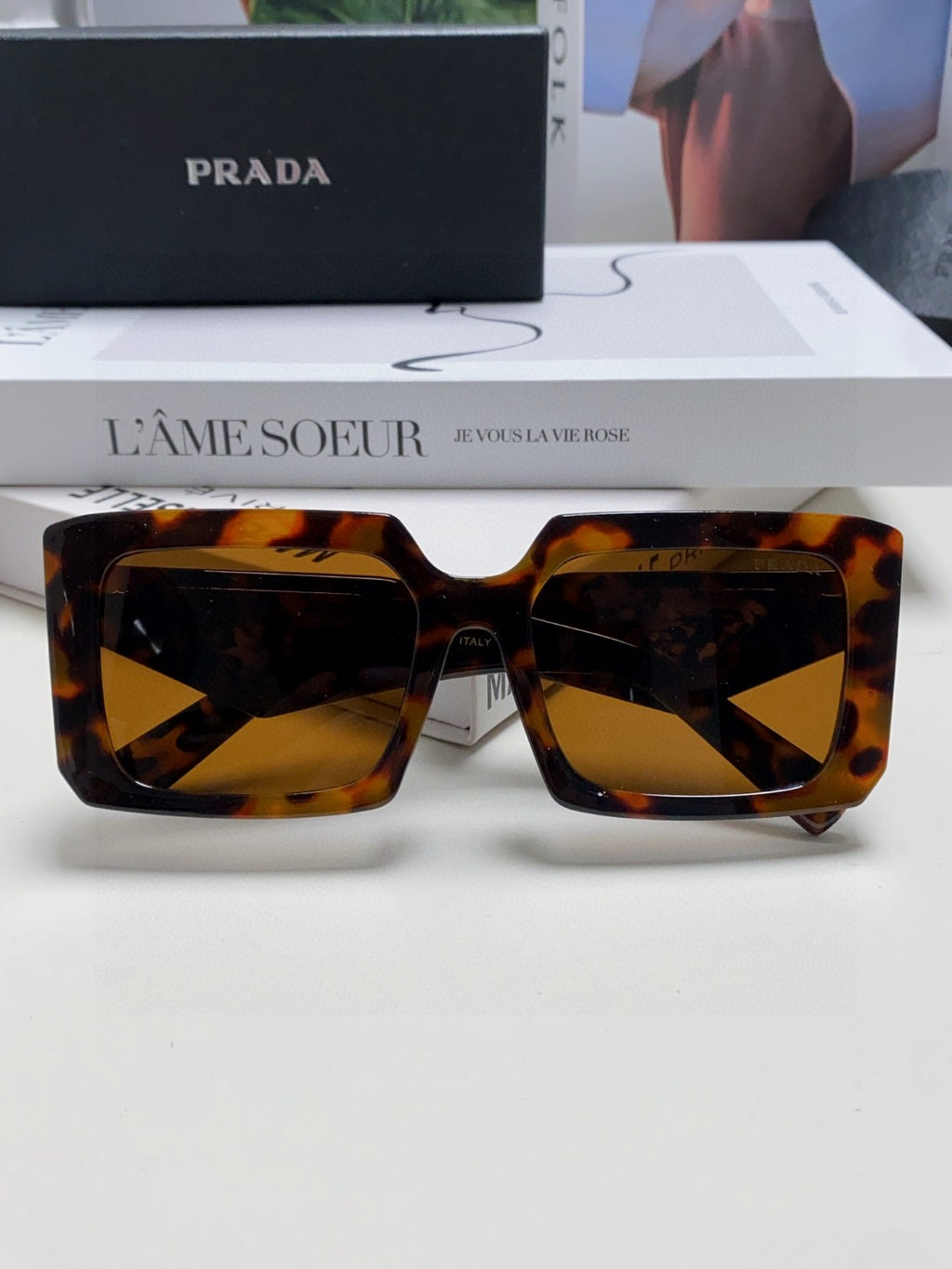 Prada Metal Oversized Brown Lens Sunglasses for Men - 998166 - detail image 6
