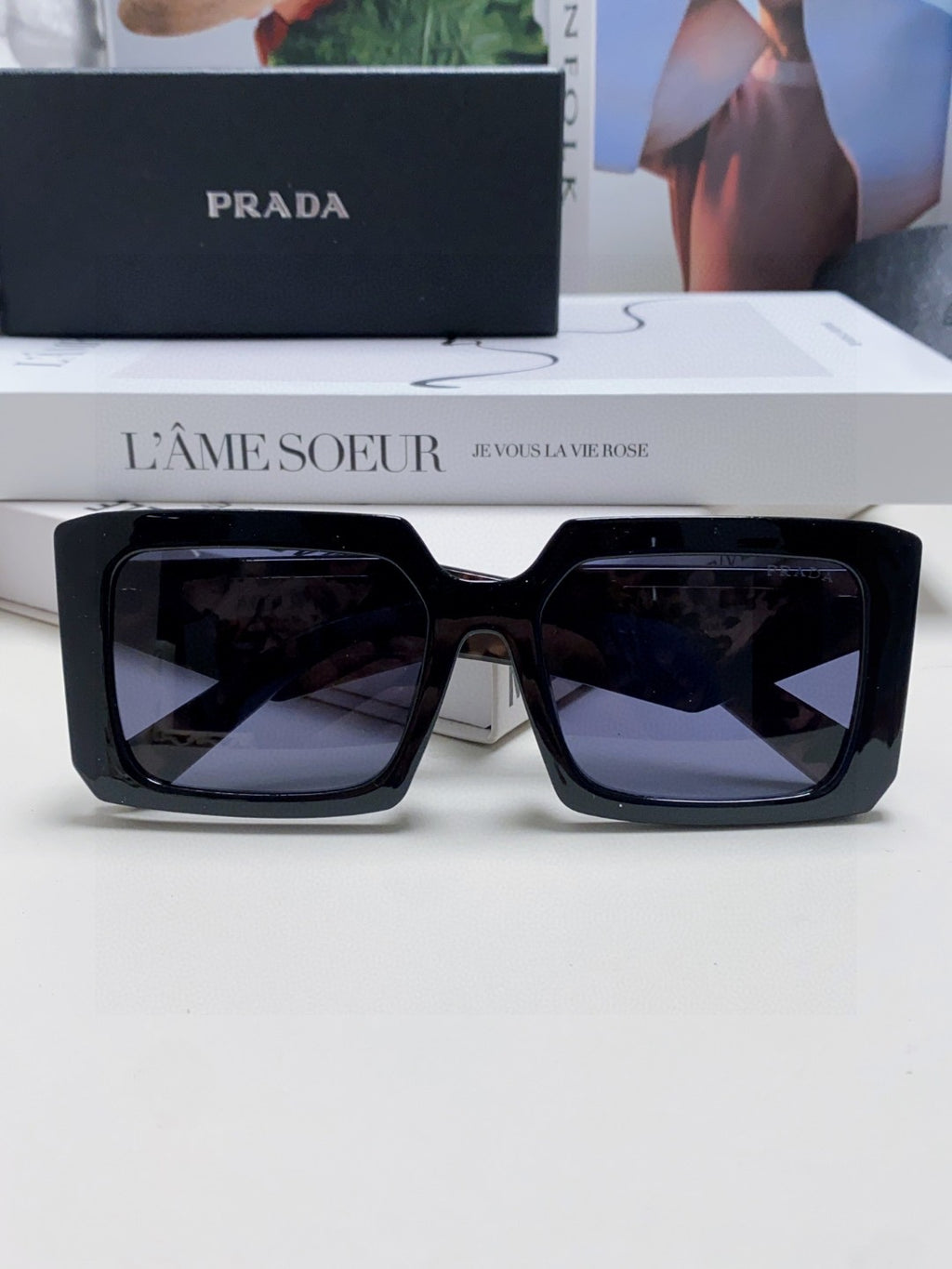 Prada Metal Oversized Blue Lens Sunglasses for Men - 998167 - detail image 6