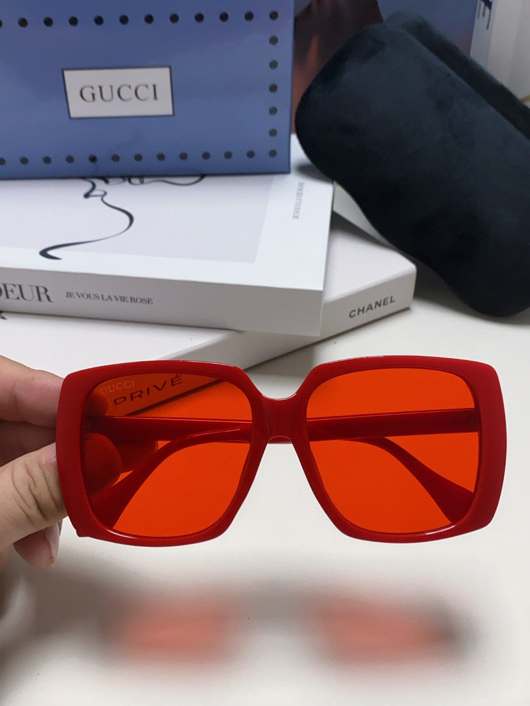 Gucci Oversized Red Lens Sunglasses for Women - 997556 - detail image 3