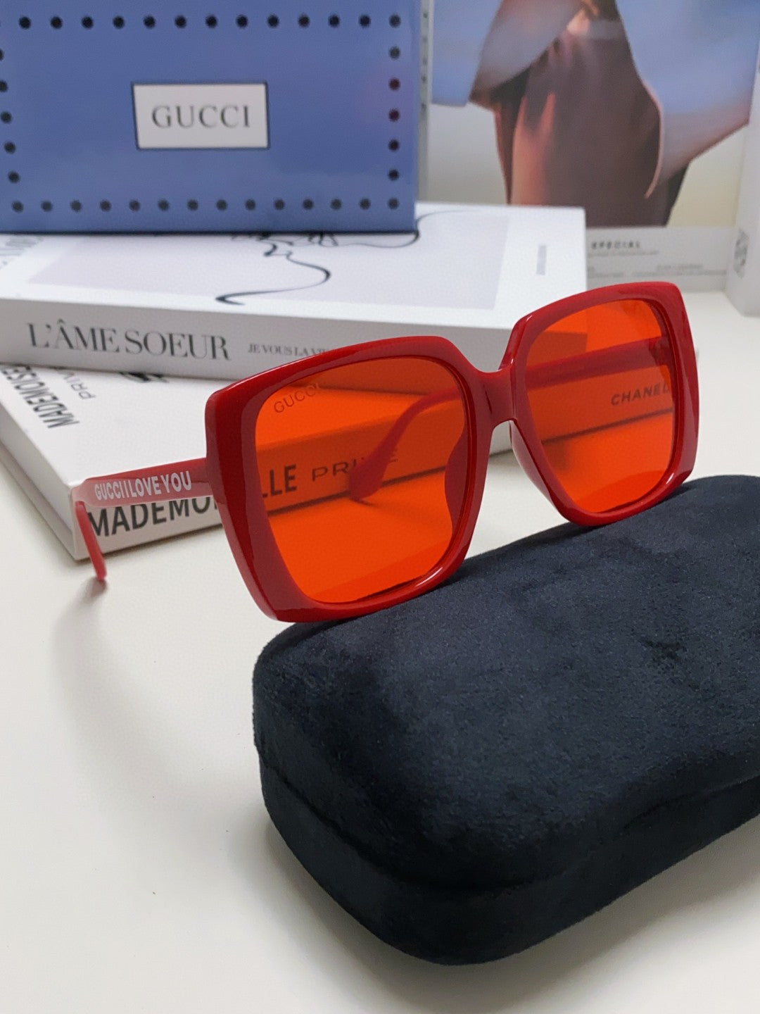 Gucci Oversized Red Lens Sunglasses for Women - 997556 - detail image 7