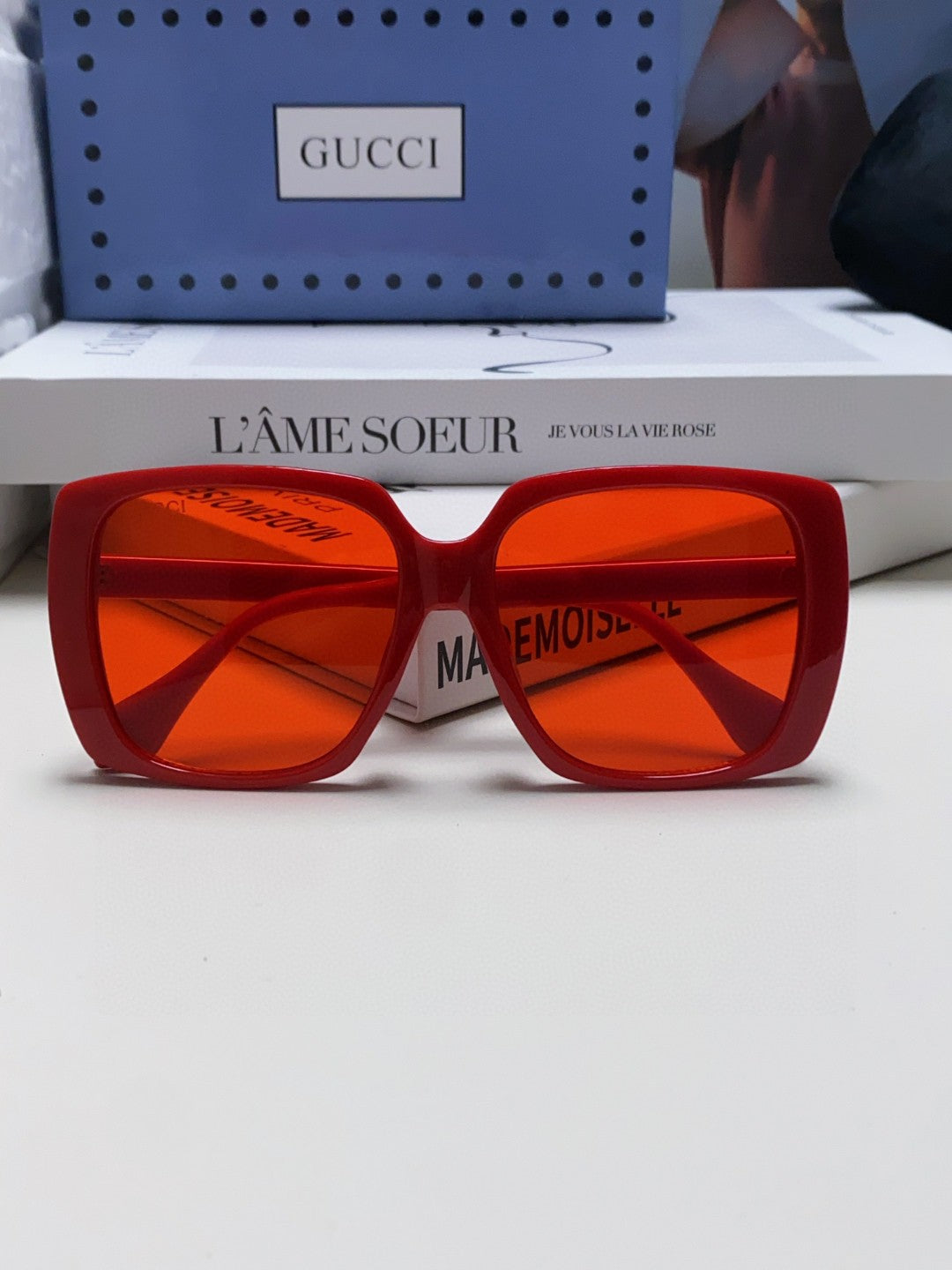Gucci Oversized Red Lens Sunglasses for Women - 997556 - detail image 6