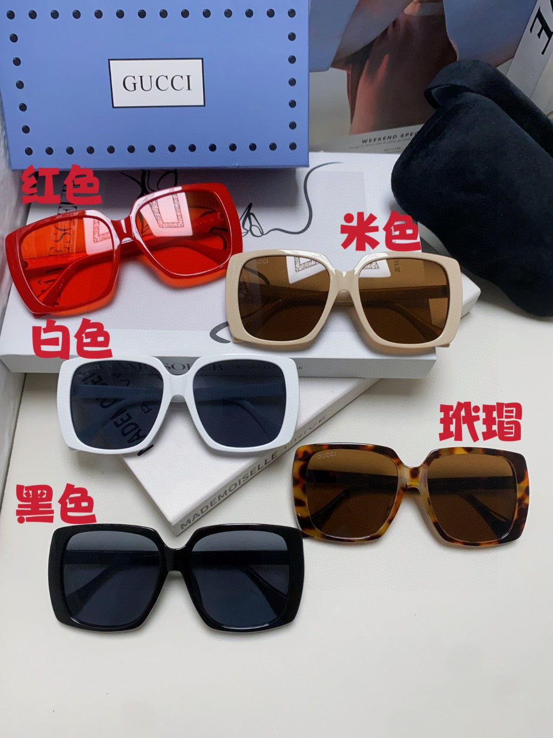 Gucci Oversized Red Lens Sunglasses for Women - 997556 - detail image 9