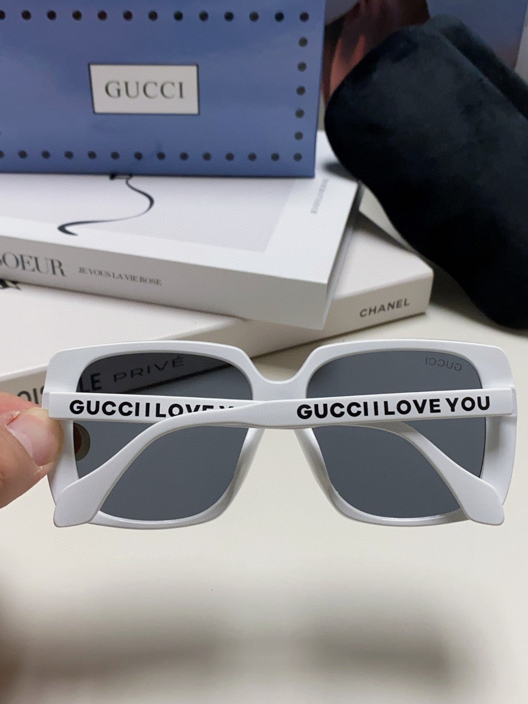 Gucci Oversized Blue Lens Sunglasses for Women - 997558 - detail image 4