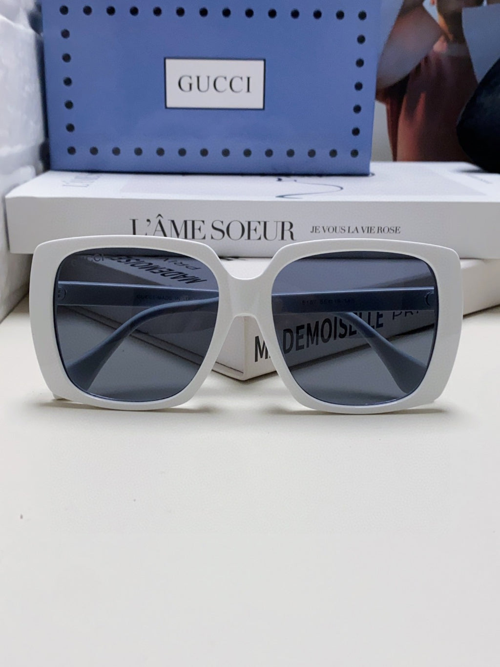 Gucci Oversized Blue Lens Sunglasses for Women - 997558 - detail image 6