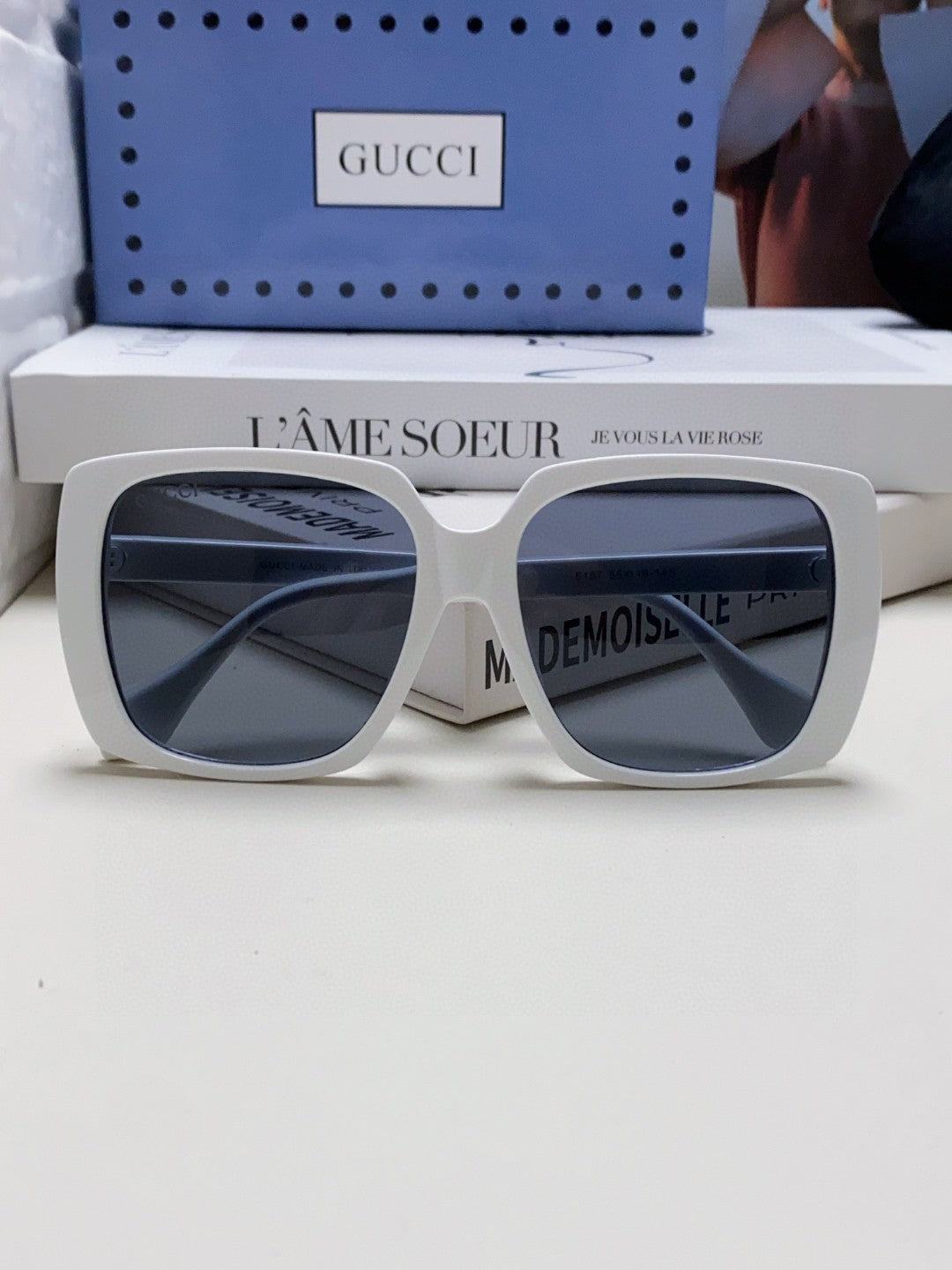 Gucci Oversized Blue Lens Sunglasses for Women - 997558 - detail image 6