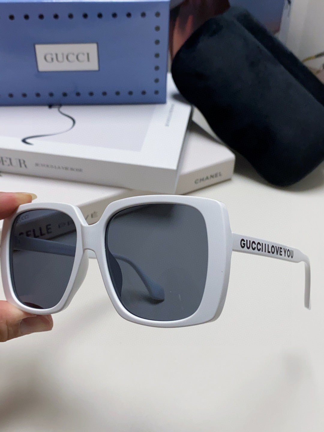Gucci Oversized Blue Lens Sunglasses for Women - 997558 - detail image 5