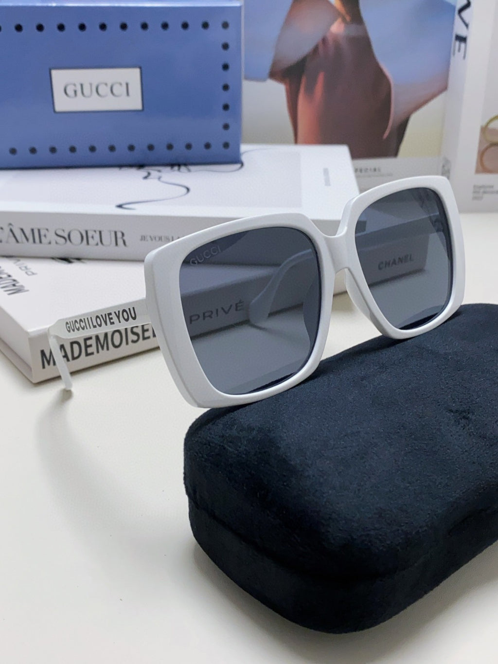 Gucci Oversized Blue Lens Sunglasses for Women - 997558 - detail image 7