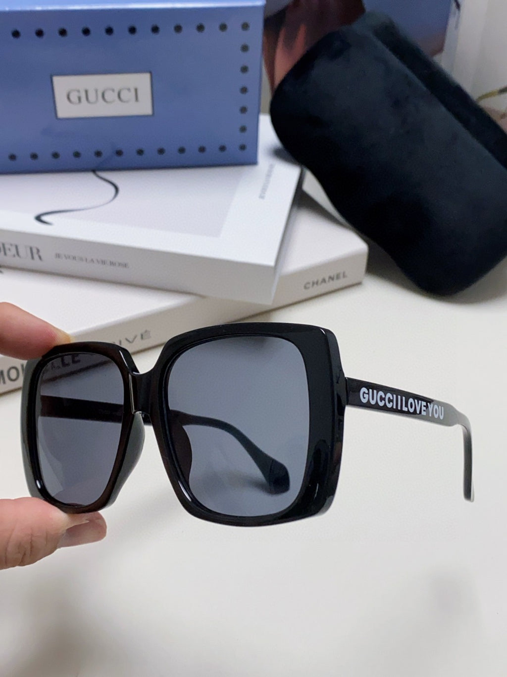 Gucci Oversized Blue Lens Sunglasses for Women - detail image 5