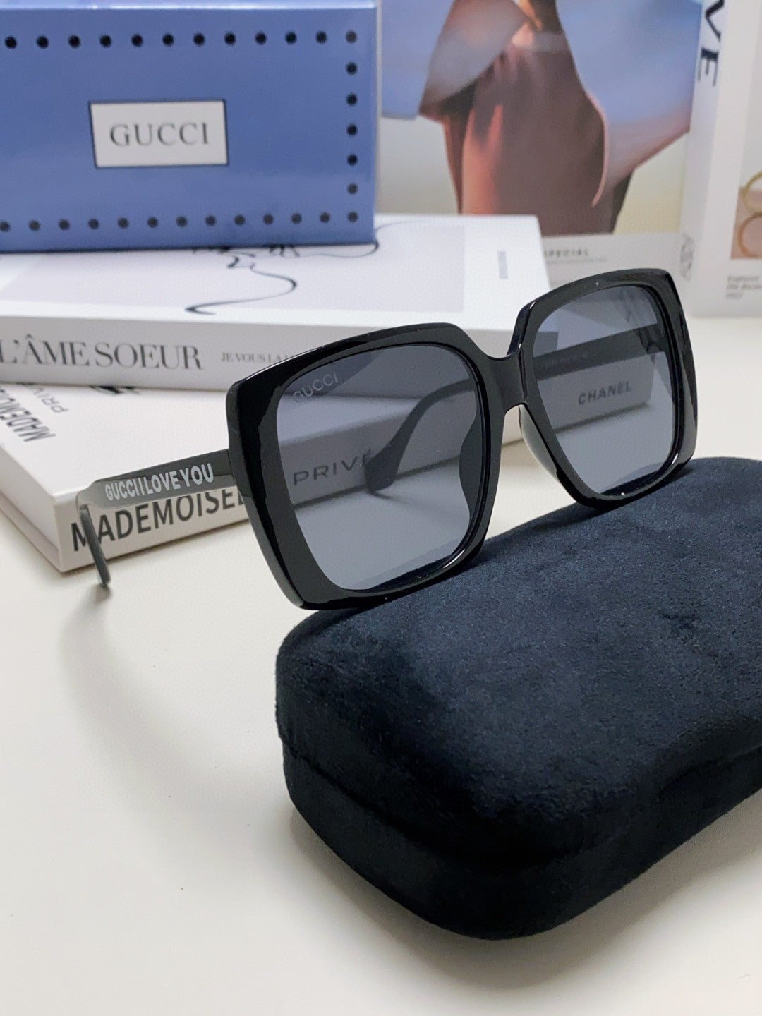 Gucci Oversized Blue Lens Sunglasses for Women - detail image 7