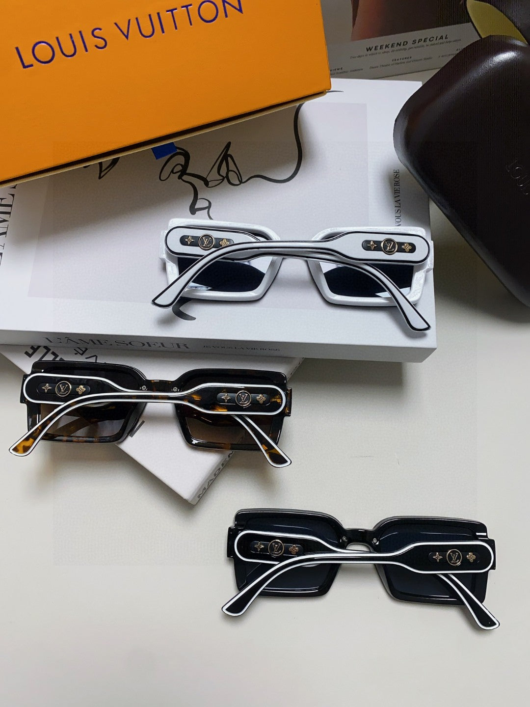 Louis Vuitton Polarized Square Gold Lens Sunglasses for Women - 933770 - detail image 7