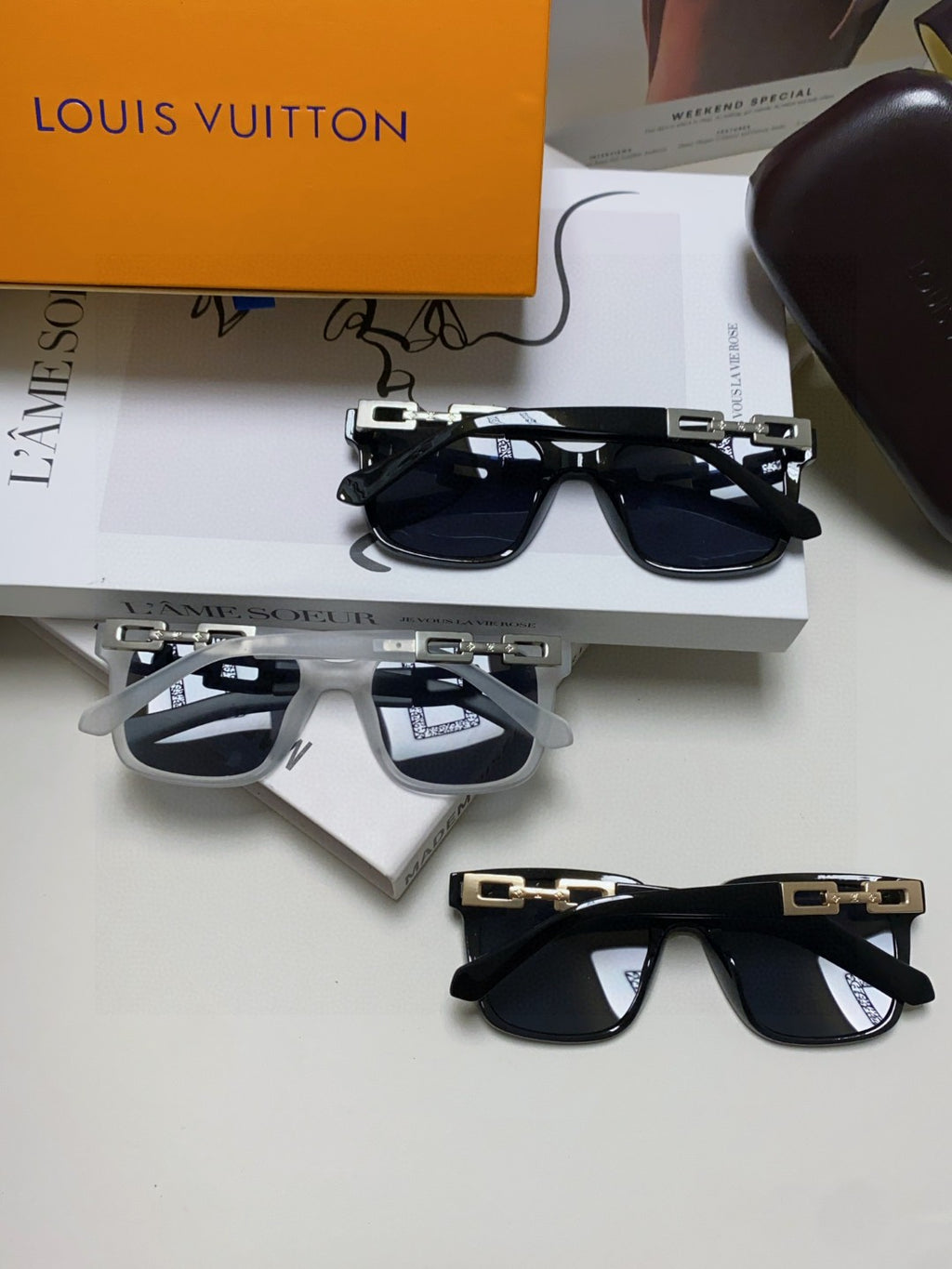 Louis Vuitton Square Blue Lens Sunglasses for Men & Women - 371393 - detail image 8