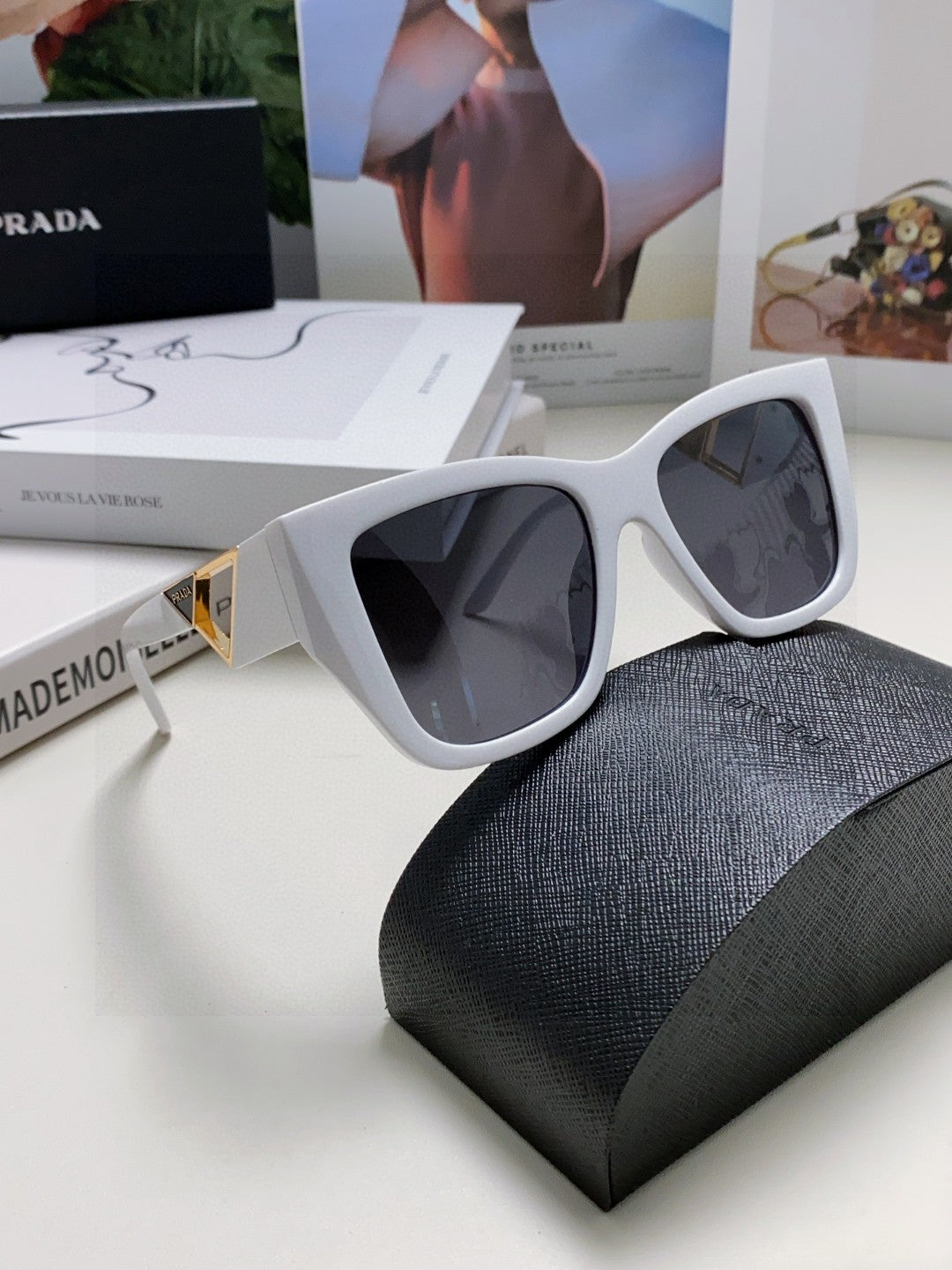 Prada Square Gray Lens Sunglasses for Women - 382687 - detail image 6