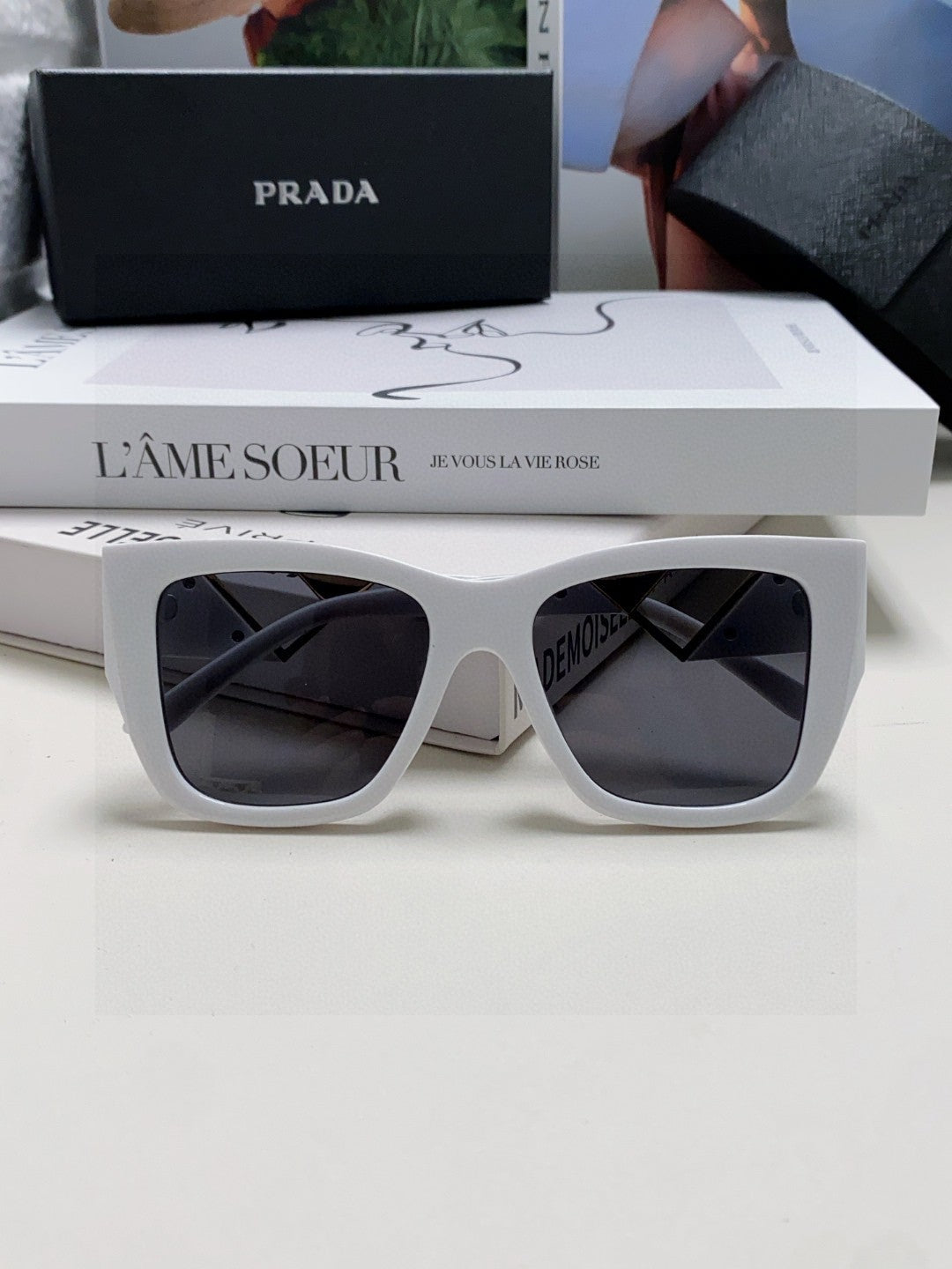 Prada Square Gray Lens Sunglasses for Women - 382687 - detail image 5