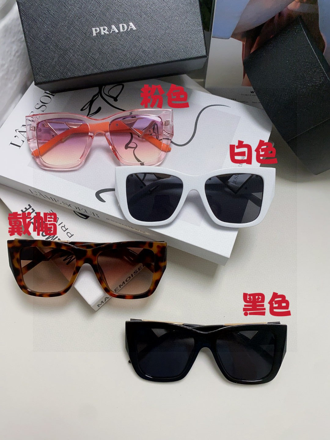 Prada Square Gray Lens Sunglasses for Women - 382687 - detail image 8