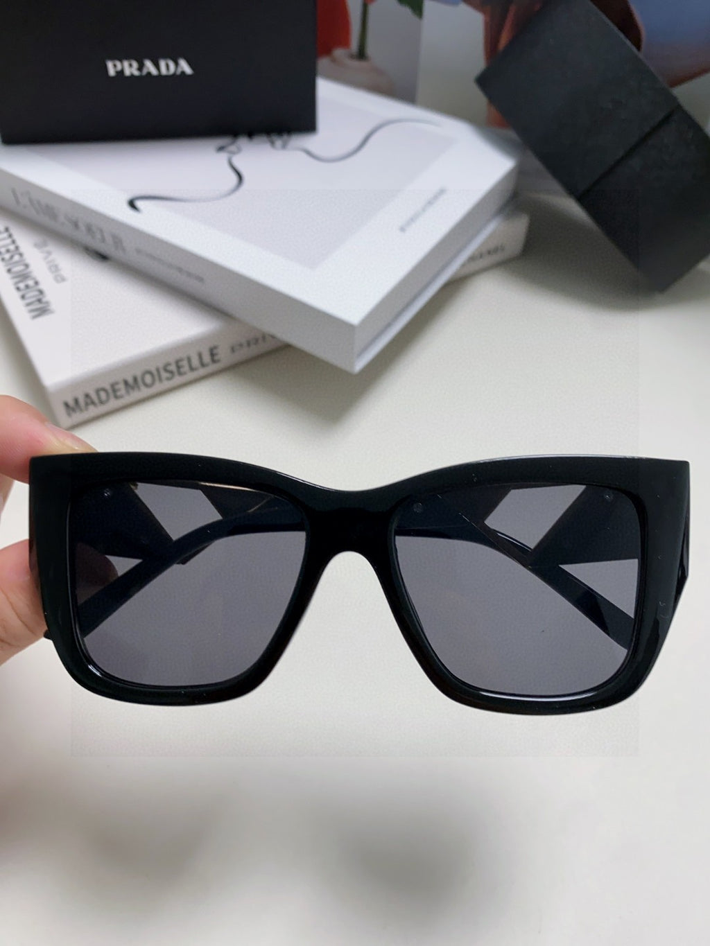 Prada Square Gray Lens Sunglasses for Women - detail image 3