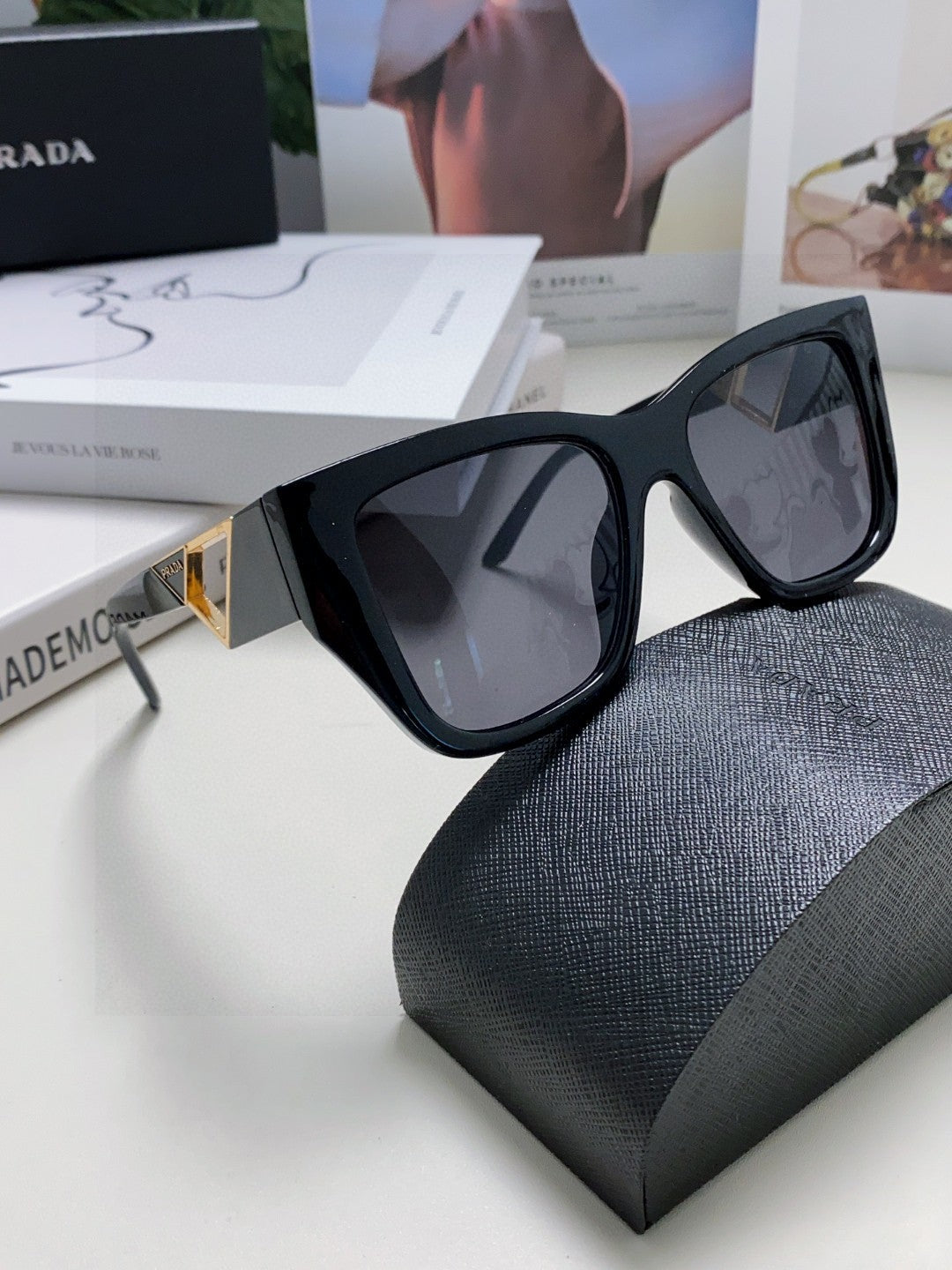 Prada Square Gray Lens Sunglasses for Women - detail image 7