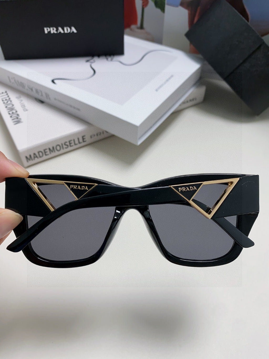 Prada Square Gray Lens Sunglasses for Women - detail image 4