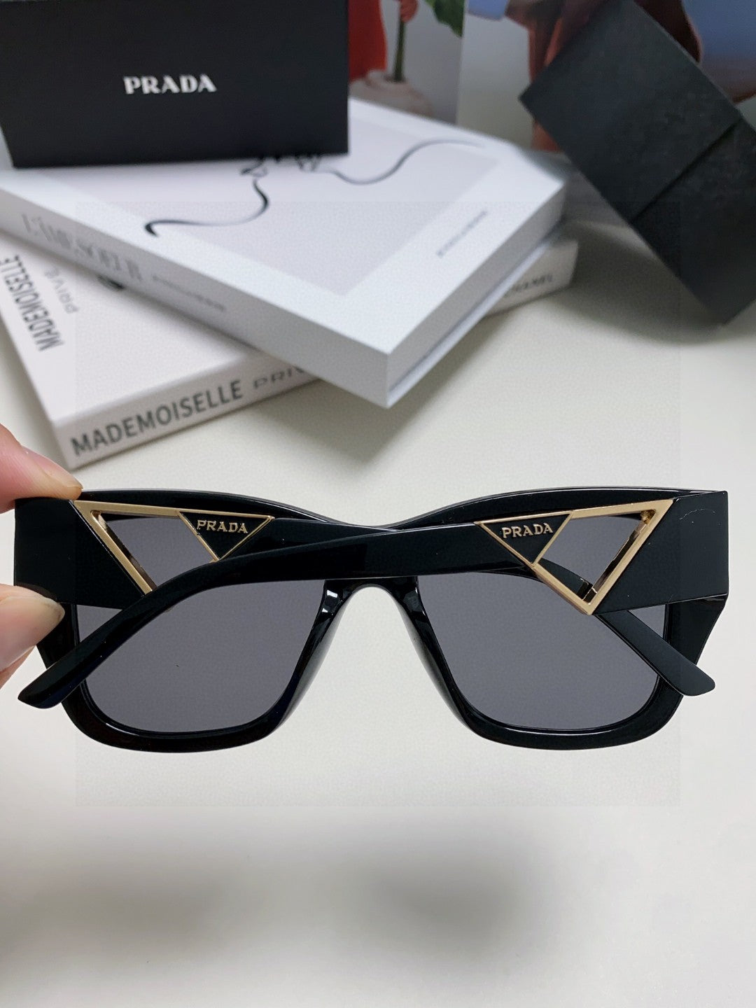 Prada Square Gray Lens Sunglasses for Women - detail image 4