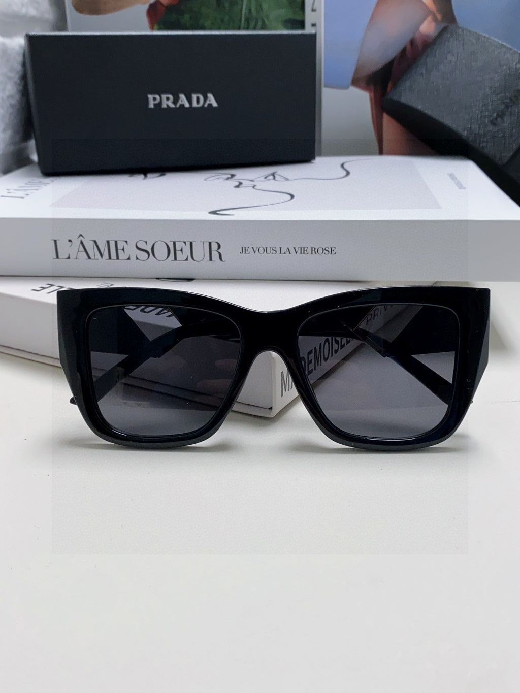 Prada Square Gray Lens Sunglasses for Women - detail image 6