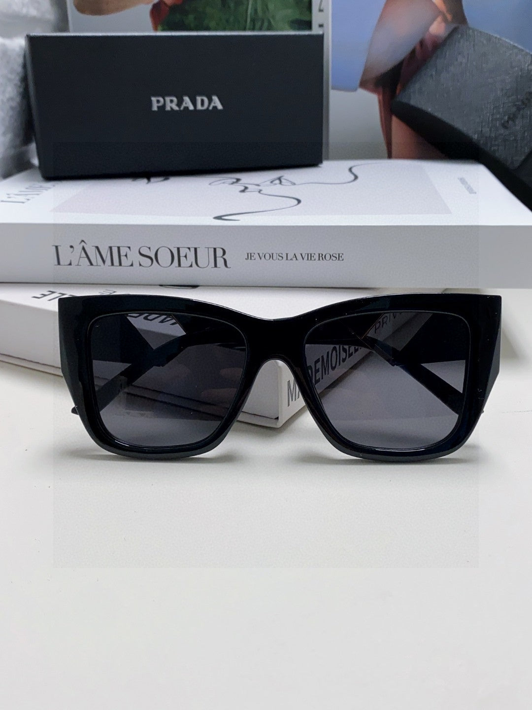 Prada Square Gray Lens Sunglasses for Women - detail image 6