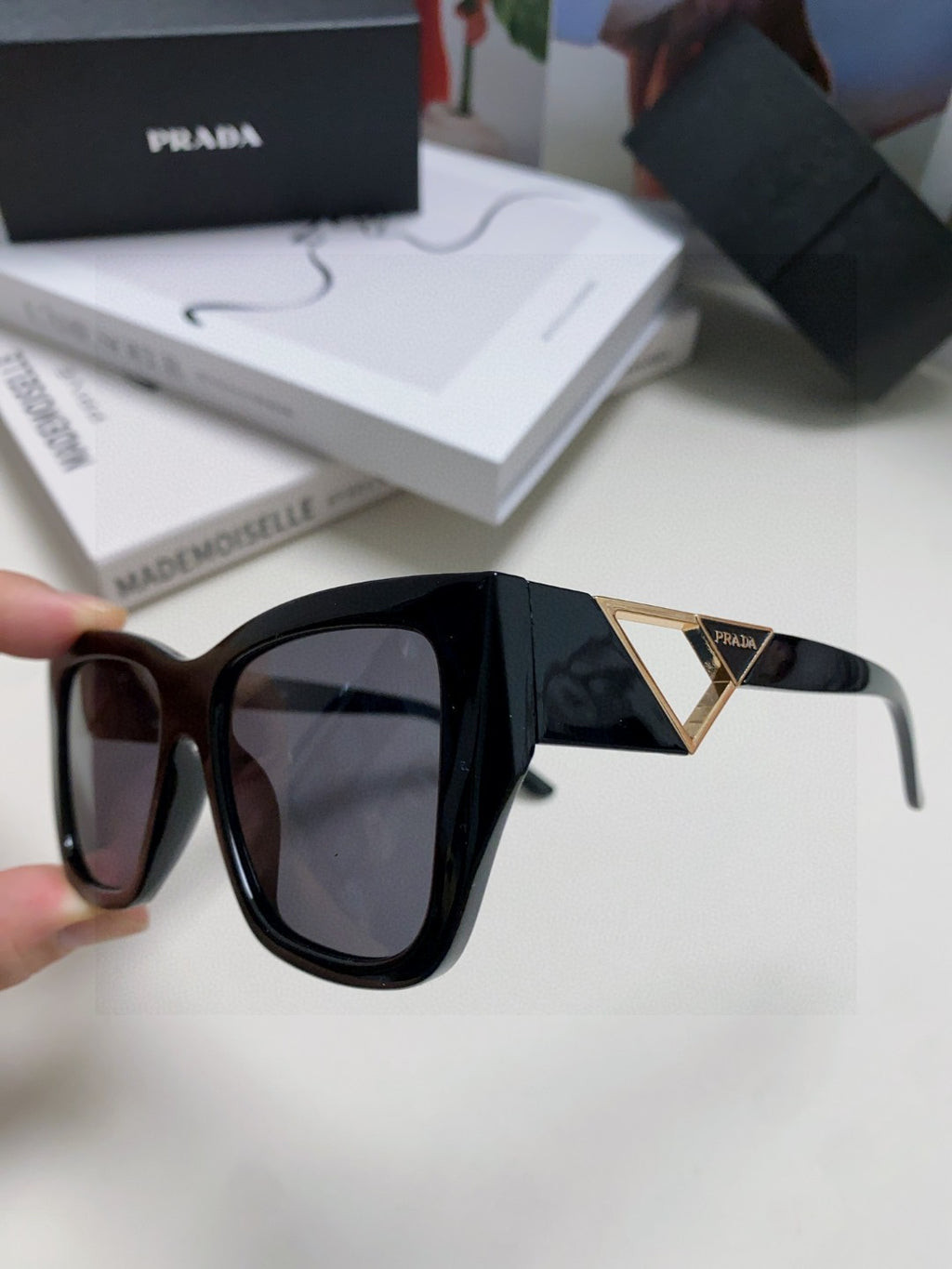 Prada Square Gray Lens Sunglasses for Women - detail image 5