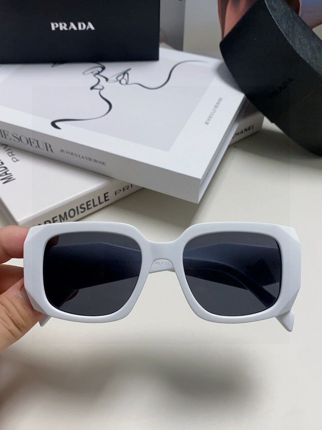 Prada Square Blue Lens Sunglasses for Women - 398893 - detail image 2