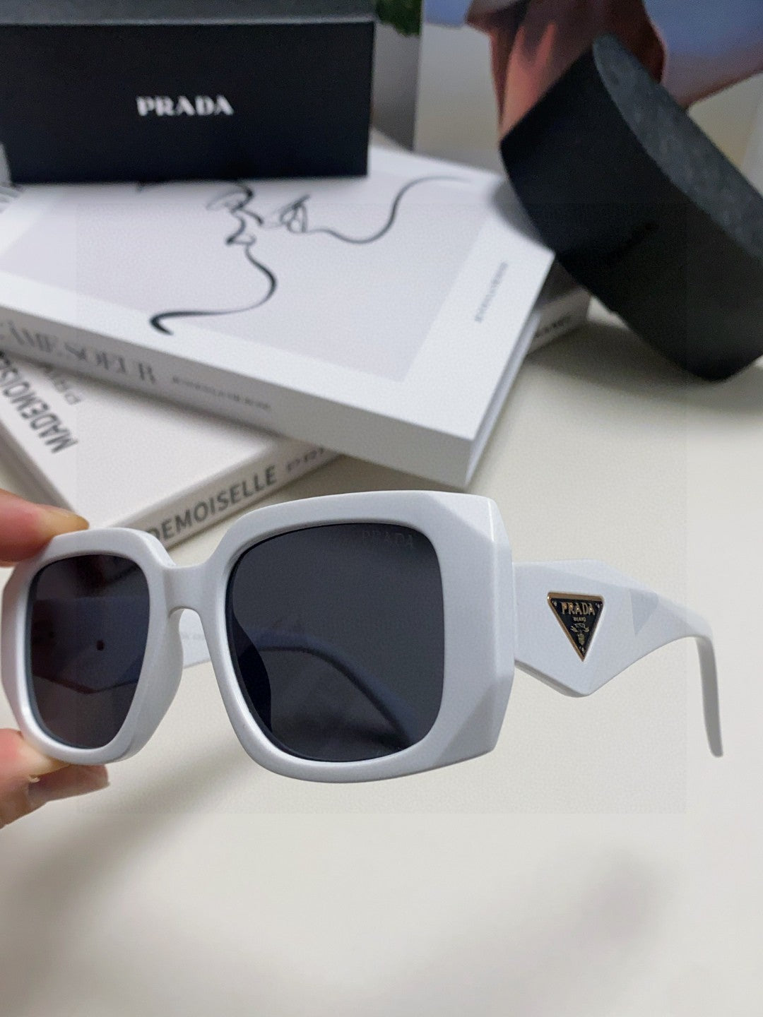 Prada Square Blue Lens Sunglasses for Women - 398893 - detail image 4