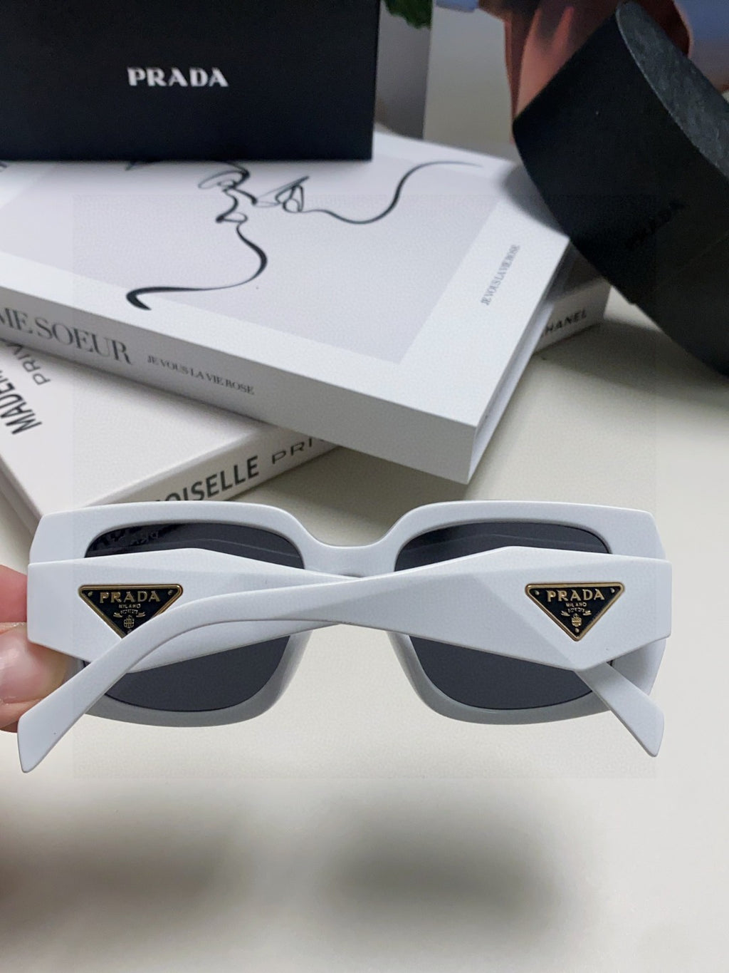 Prada Square Blue Lens Sunglasses for Women - 398893 - detail image 3