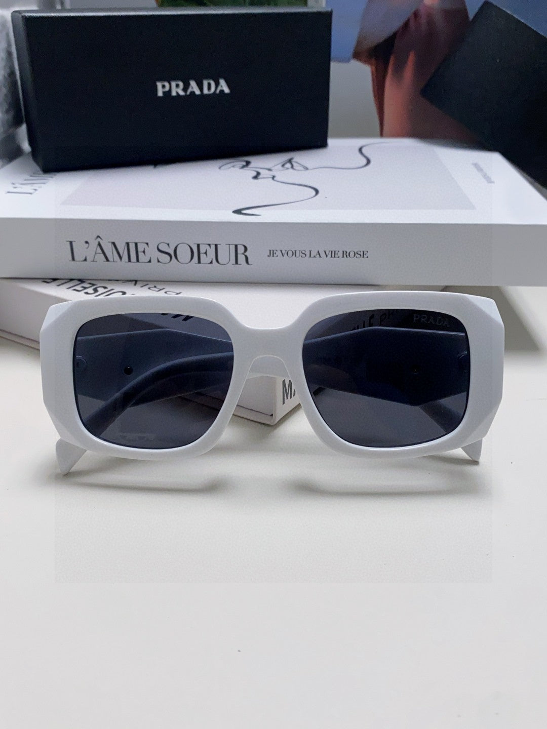 Prada Square Blue Lens Sunglasses for Women - 398893 - detail image 5
