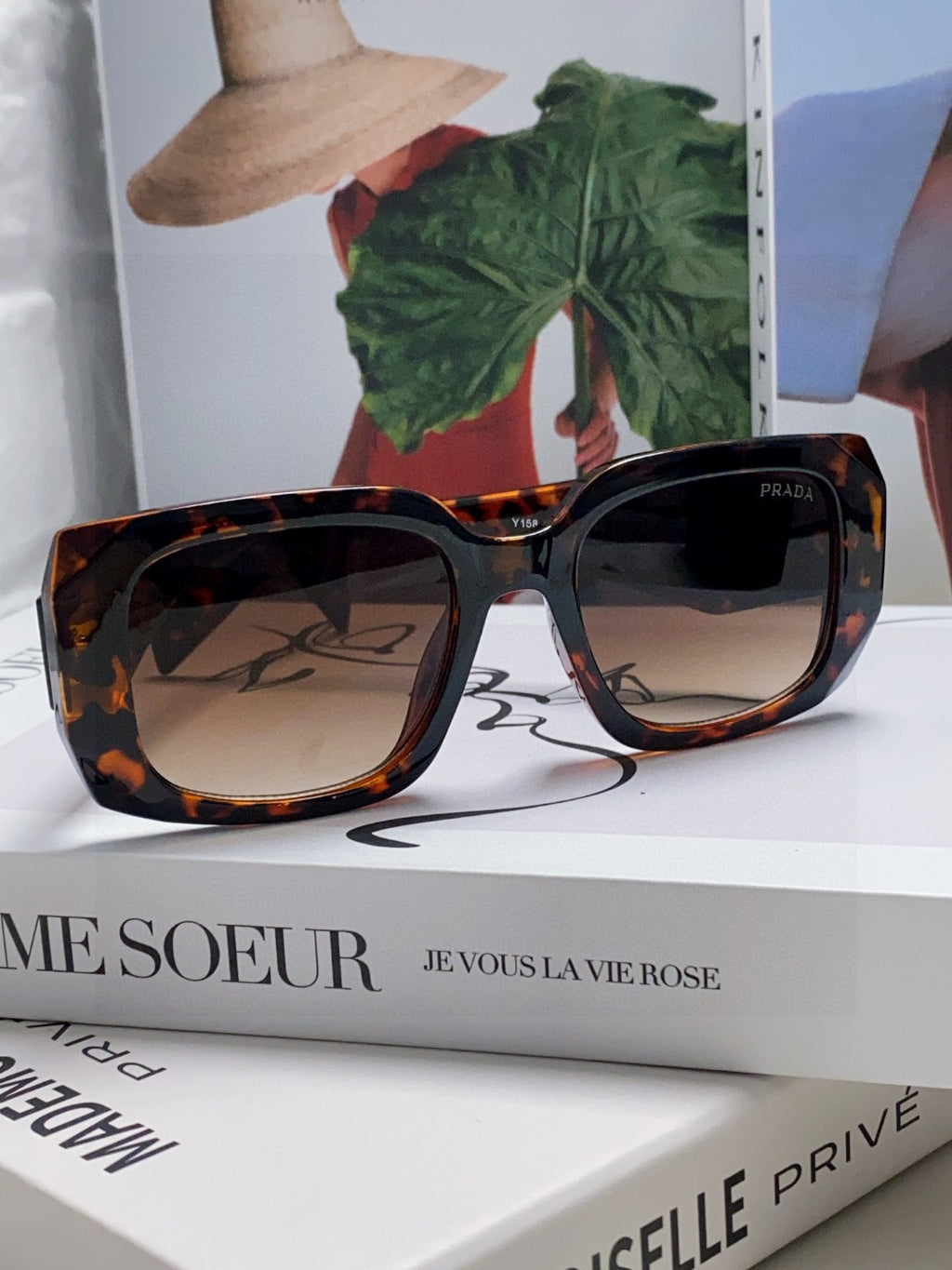 Prada Square Red Lens Sunglasses for Women