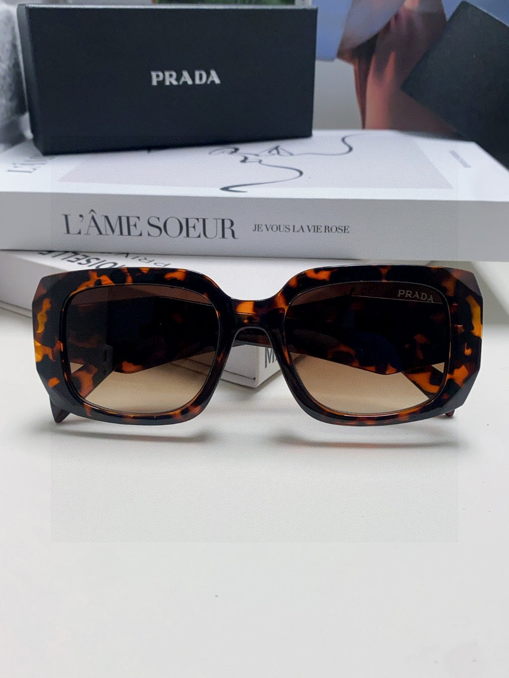 Prada Square Red Lens Sunglasses for Women - detail image 6