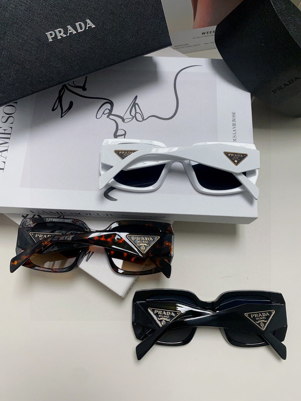 Prada Square Red Lens Sunglasses for Women - detail image 8