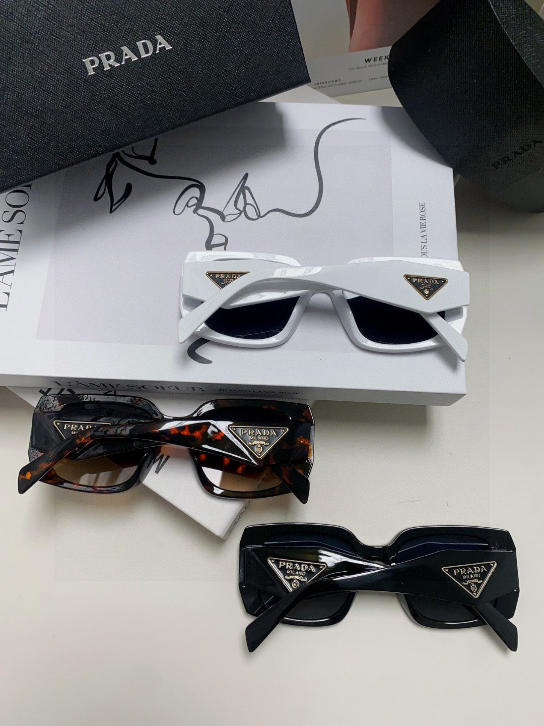 Prada Square Red Lens Sunglasses for Women - detail image 8