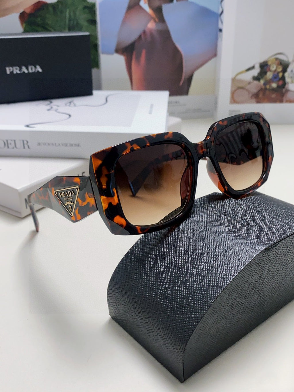 Prada Square Red Lens Sunglasses for Women - 382691 - detail image 7