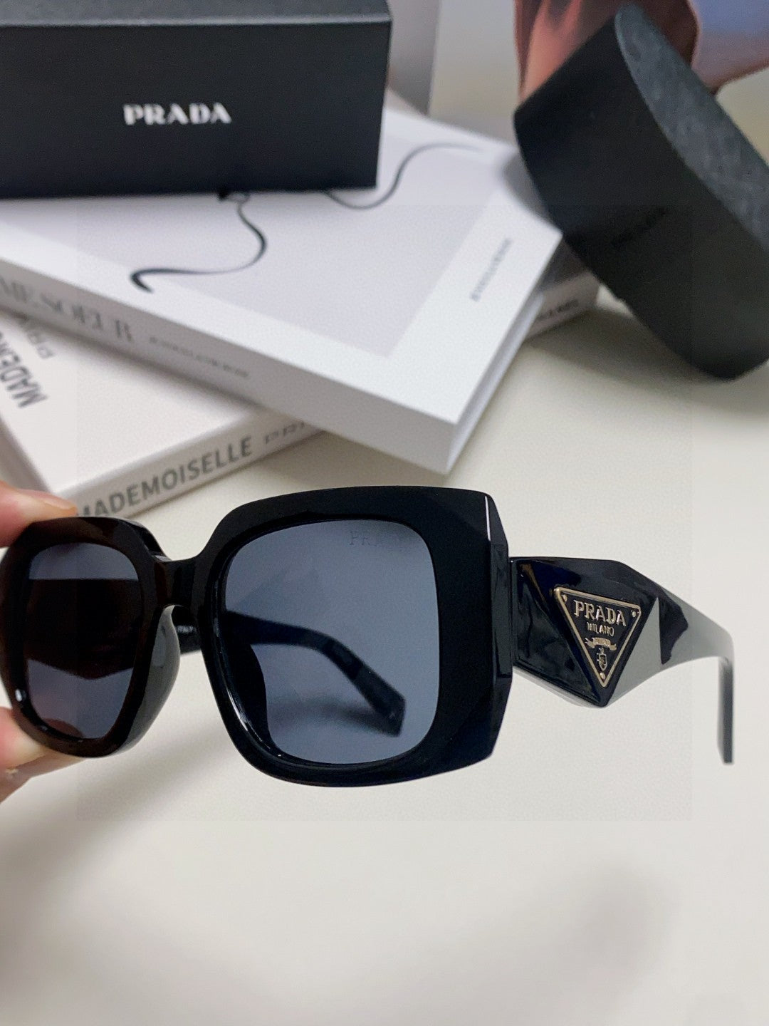 Prada Square Blue Lens Sunglasses for Women - detail image 4