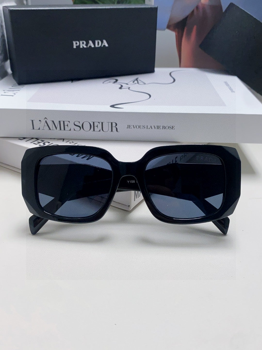 Prada Square Blue Lens Sunglasses for Women - detail image 5