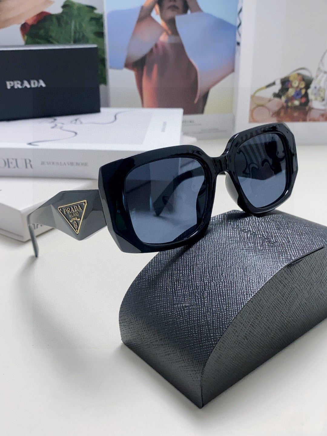 Prada Square Blue Lens Sunglasses for Women - detail image 6