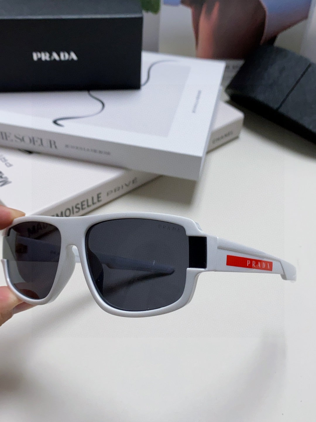 Prada Square Black Lens Sunglasses for Men & Women - 382693 - detail image 7