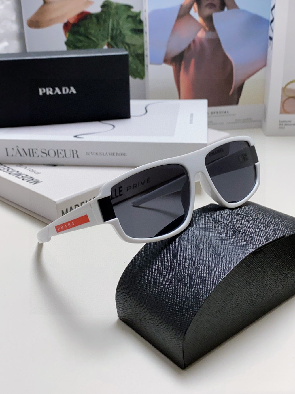 Prada Square Black Lens Sunglasses for Men & Women - 382693 - detail image 9