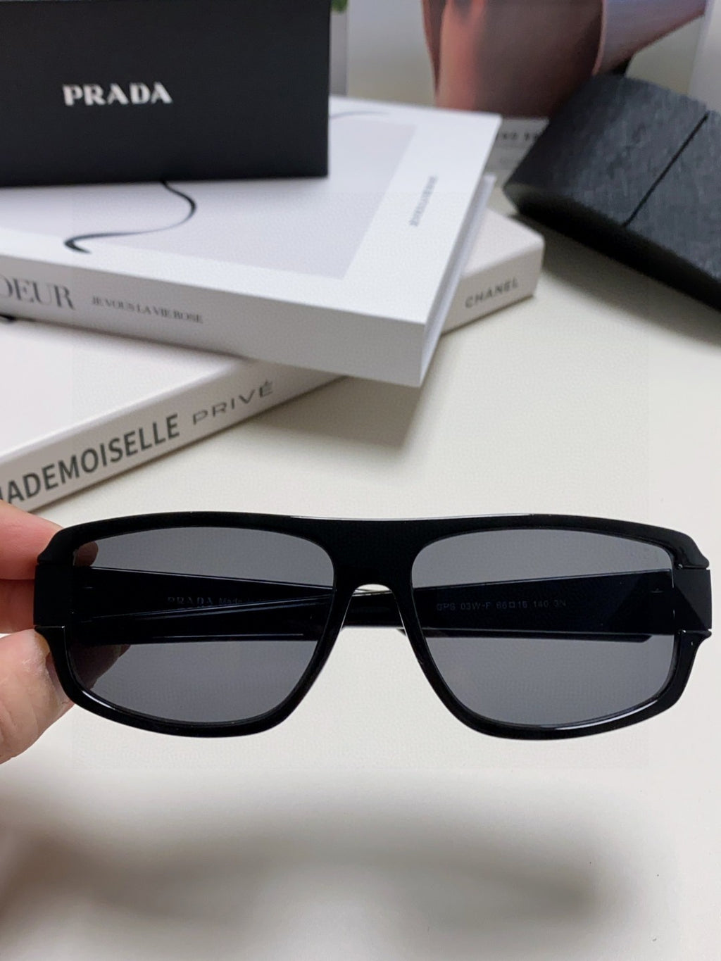 Prada Square Black Lens Sunglasses for Men & Women - 382694 - detail image 5