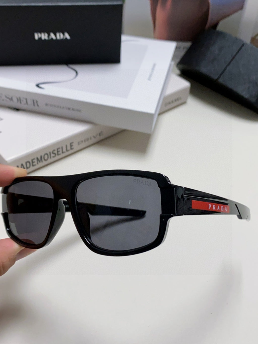 Prada Square Black Lens Sunglasses for Men & Women - 382694 - detail image 7