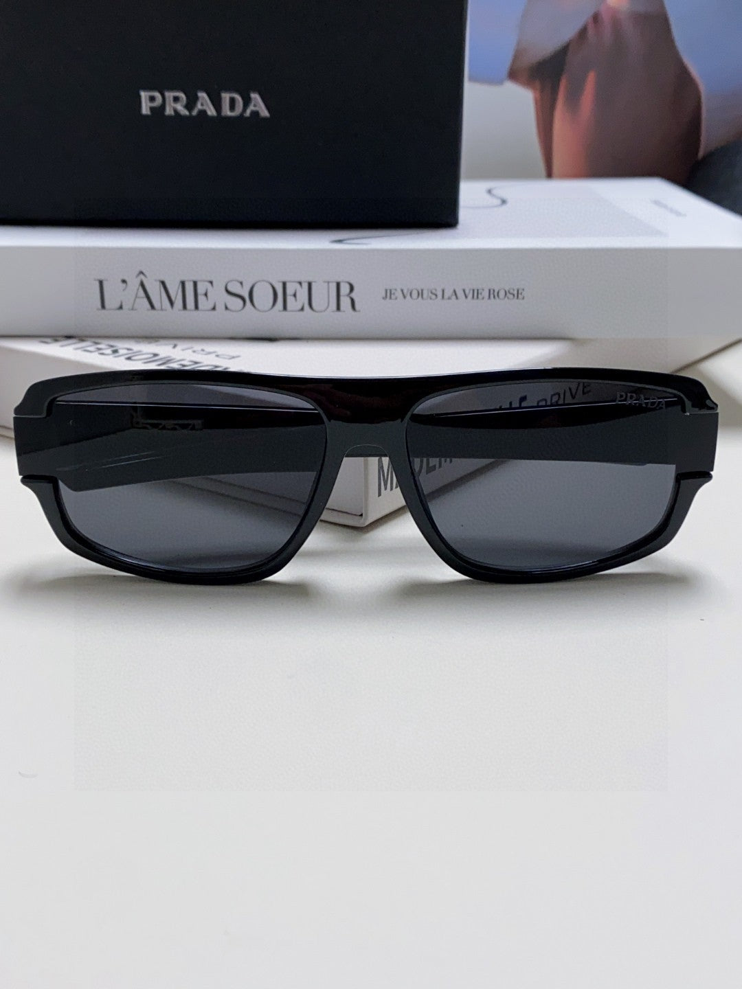 Prada Square Black Lens Sunglasses for Men & Women - 382694 - detail image 8