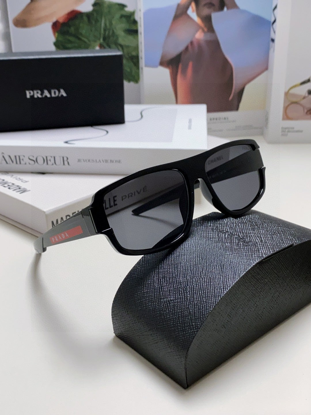 Prada Square Black Lens Sunglasses for Men & Women - 382694 - detail image 9