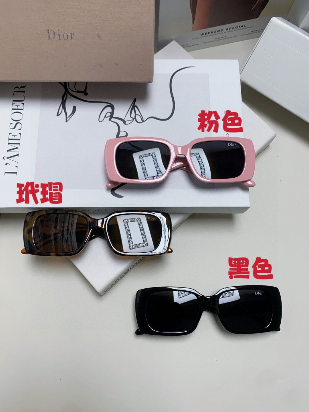 Dior Square Pink Lens Sunglasses for Men & Women - detail image 9