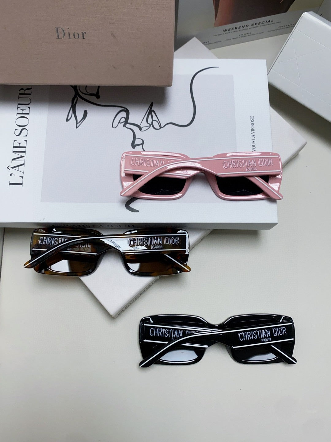 Dior Square Pink Lens Sunglasses for Men & Women - detail image 8