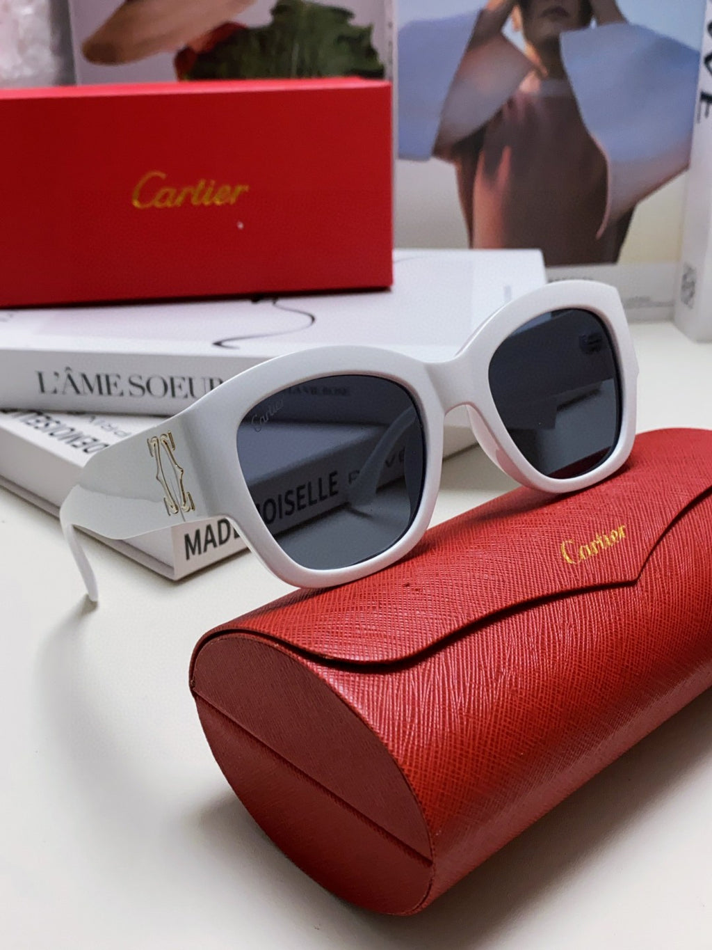 Cartier Cat-Eye Blue Lens Sunglasses for Men & Women - detail image 7