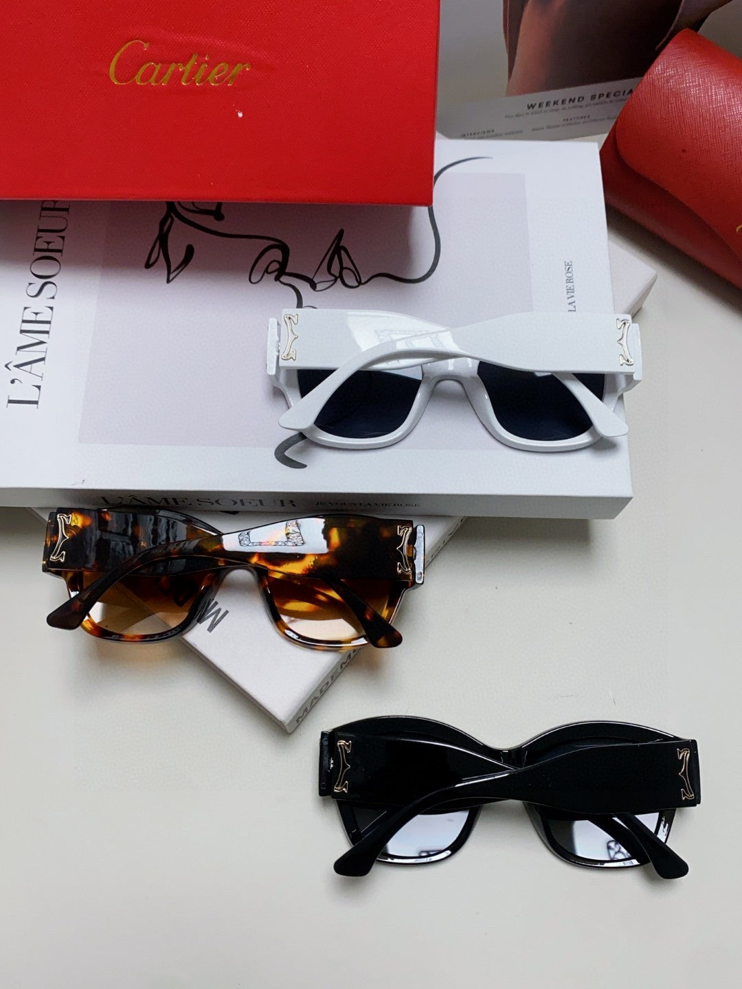 Cartier Cat-Eye Blue Lens Sunglasses for Men & Women - detail image 8